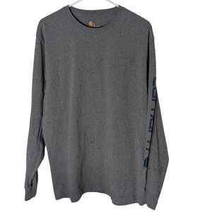 Carhartt Tee Shirt Original Fit Gray Long Sleeve Workwear Logo Mens Medium